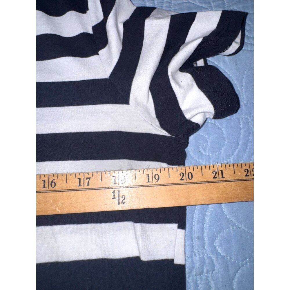 Karl Lagerfeld CEst Moi Blue & White Striped T-Shirt With Red Text Womens Size - Picture 6 of 7